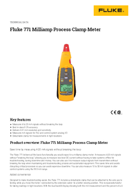 Thumbnail of document Data Sheet - 771 Milliamp Process Clamp Meter
